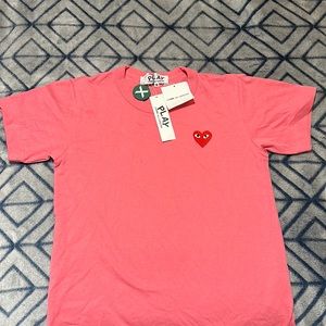 CDG Play Women's Pastelle Red Emblem T-shirt
